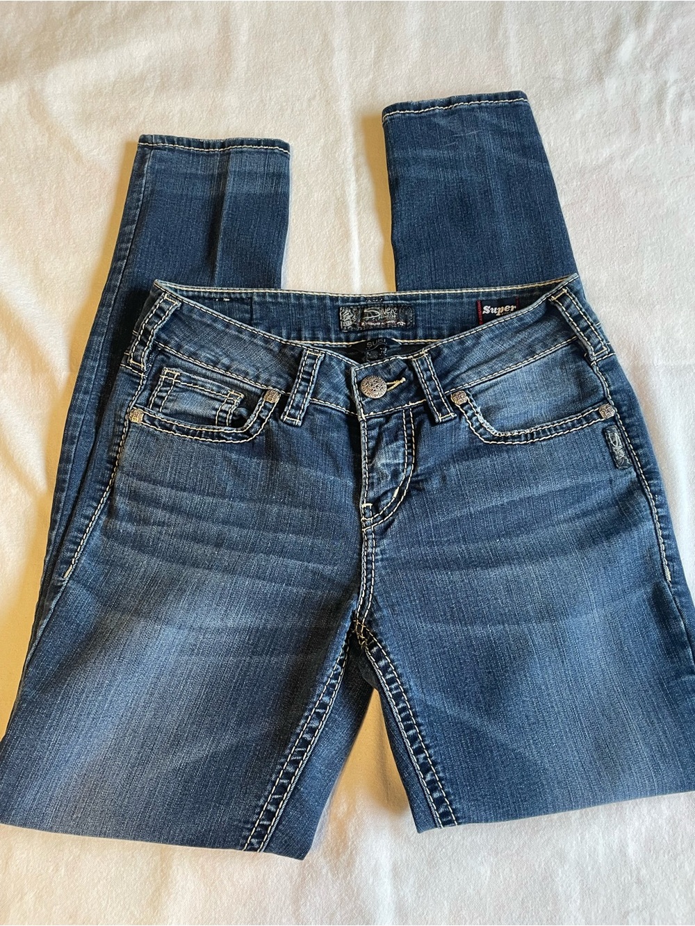 Silver Jeans Indigo Skinny Jeans with Whisker Fade